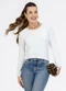 Habana - Blusa em Viscose Laranja - variação: Branco
