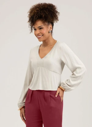 Cativa - Blusa em Viscose Cinza Claro - CATIVA