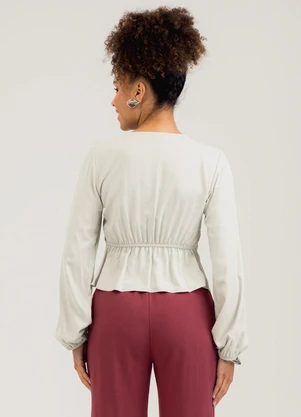Cativa - Blusa em Viscose Cinza Claro - CATIVA