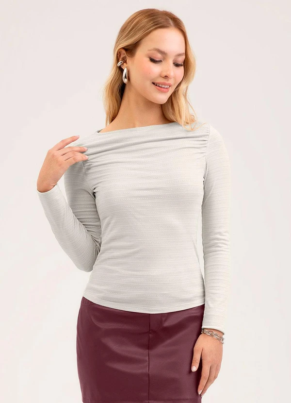Cativa - Blusa em Viscose Cinza Claro