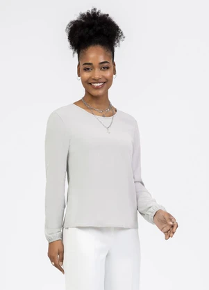 Habana - Blusa em Viscose Cinza Claro - HABANA