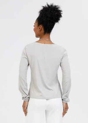 Habana - Blusa em Viscose Cinza Claro - HABANA