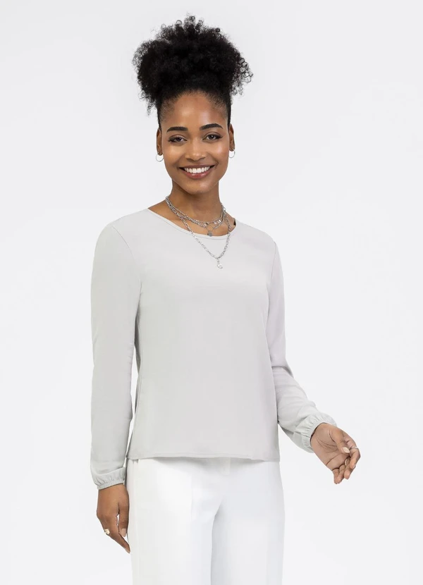 Habana - Blusa em Viscose Cinza Claro