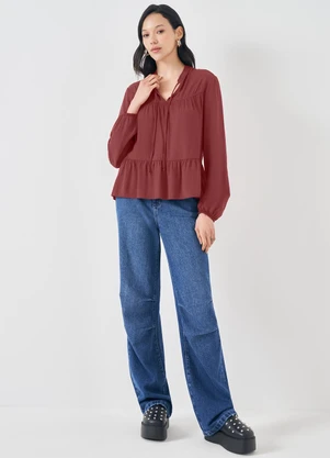 Sofie - Blusa em Viscose com Amarração na Gola Vermelho - SOFIE