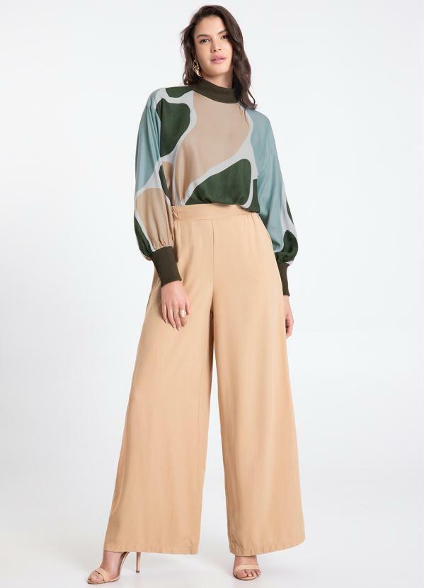 Lunender - Blusa em Viscose com Manga Bufante Verde 3