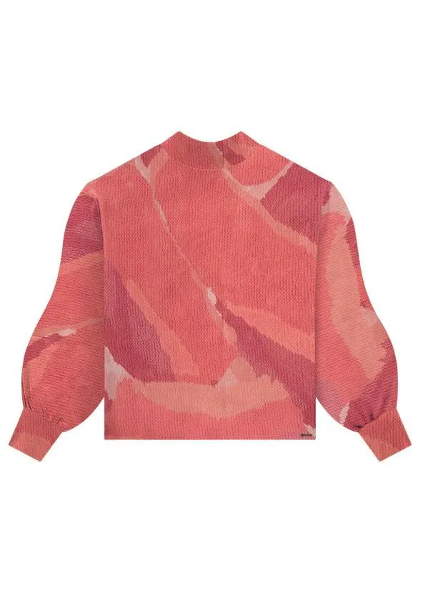 Lunender - Blusa em Viscose com Manga Bufante Vermelho