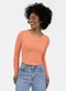 Habana - Blusa em Viscose Marrom Claro - variação: Laranja