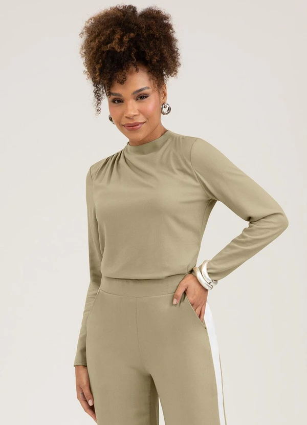 Cativa - Blusa em Viscose Marrom Claro