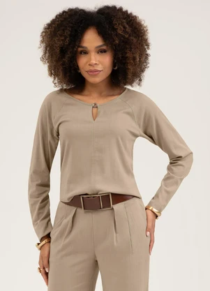 Cativa - Blusa em Viscose  Marrom Claro - CATIVA