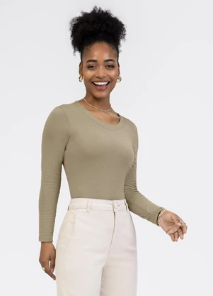 Habana - Blusa em Viscose Marrom Claro - HABANA