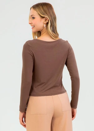 Cativa - Blusa em Viscose Marrom - CATIVA