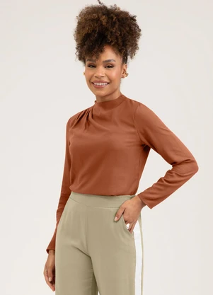 Cativa - Blusa em Viscose  Marrom - CATIVA