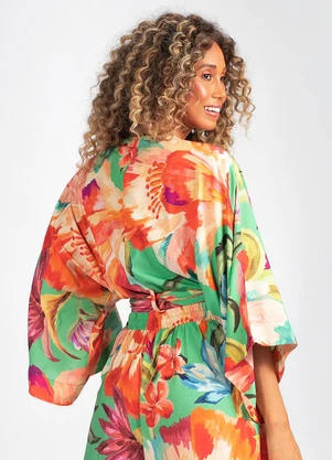 Farm - Blusa em Viscose Tropicarte Verde - FARM