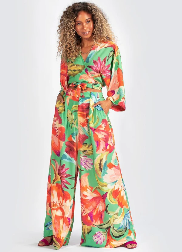 Farm - Blusa em Viscose Tropicarte Verde 3