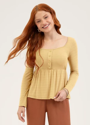 Cativa - Blusa em Viscose  You Amarelo Claro - CATIVA