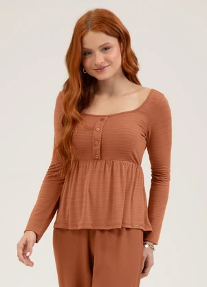 Cativa - Blusa em Viscose  You Marrom - CATIVA