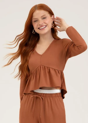 Cativa - Blusa em Viscose  You Marrom - CATIVA