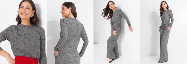 Blusa Espinha de Peixe em Malha de Viscose