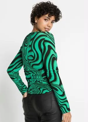 bonprix - Blusa Estampa Líquida em Malha Crepe - BONPRIX