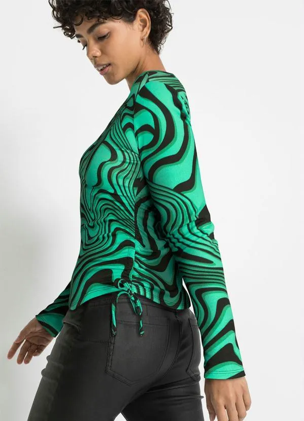 bonprix - Blusa Estampa Líquida em Malha Crepe