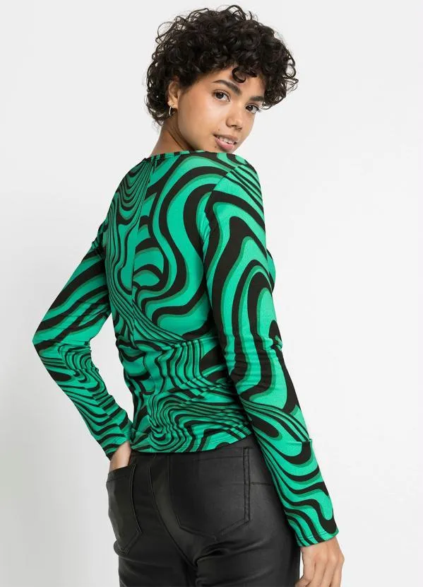 bonprix - Blusa Estampa Líquida em Malha Crepe 2