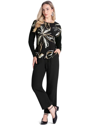 Outlet - Blusa Estampada Casual Feminino Preto - OUTLET