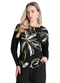 Outlet - Blusa Estampada Casual Feminino Preto - variação: Preto