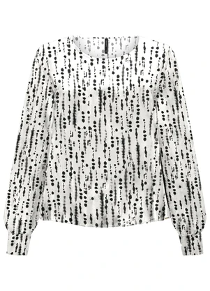 Lunender - Blusa Estampada com Decote Redondo Branco - LUNENDER