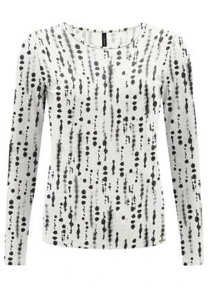 Lunender - Blusa Estampada em Malha Canelada Off White - LUNENDER