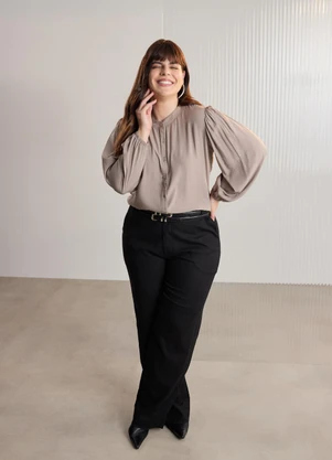 Lunender Mais Mulher - Blusa Estampada Plus Size Marrom - LUNENDER MAIS MULHER