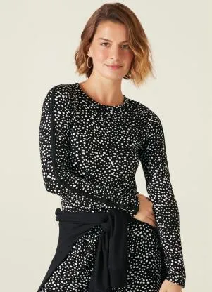 Malwee - Blusa Estampada Poá em Moletinho com Recorte - MALWEE