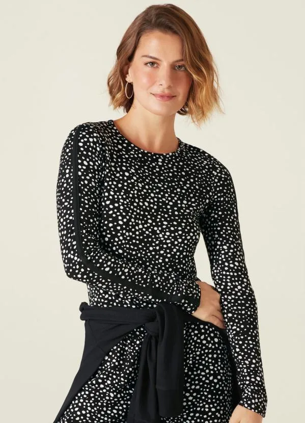 Malwee - Blusa Estampada Poá em Moletinho com Recorte 1