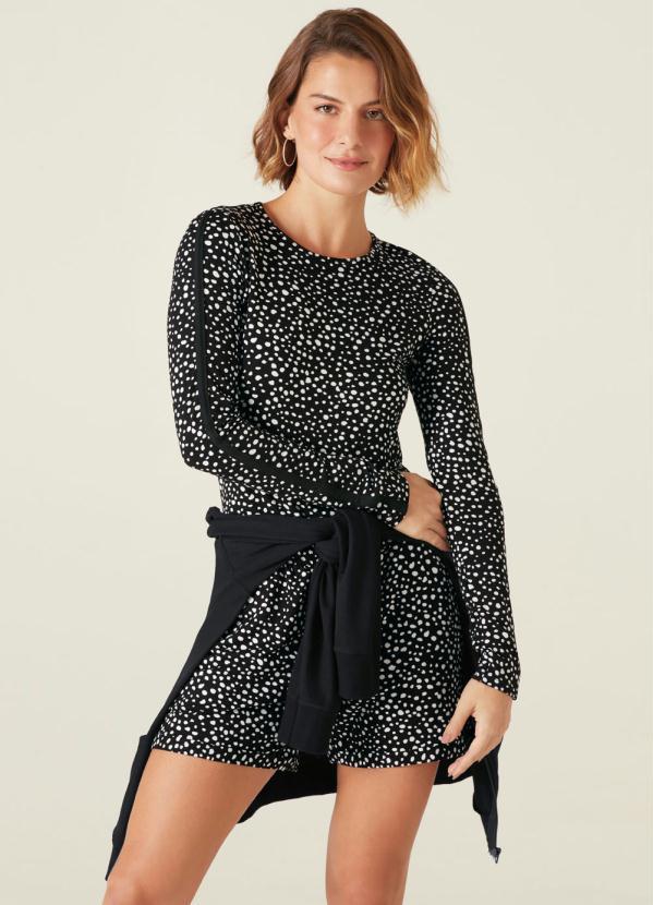 Malwee - Blusa Estampada Poá em Moletinho com Recorte 2