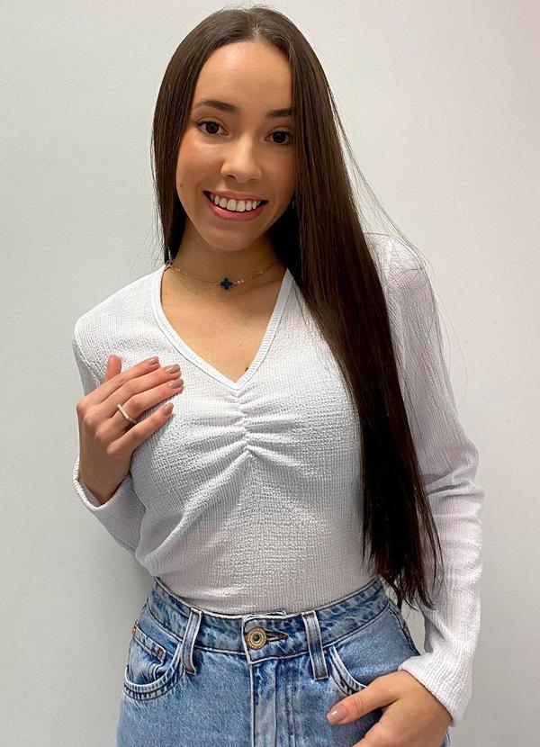 Rafree - Blusa Fem Decote V Branco