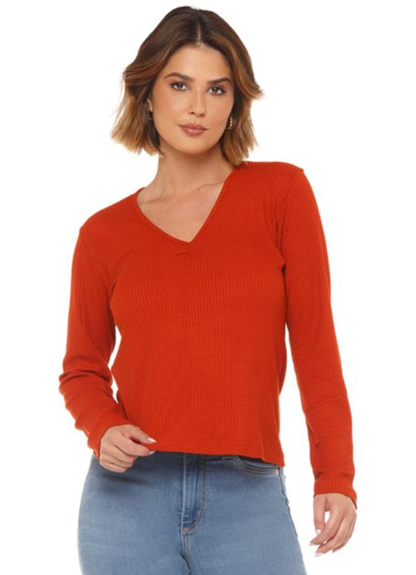 Rafree - Blusa Fem Decote V Laranja