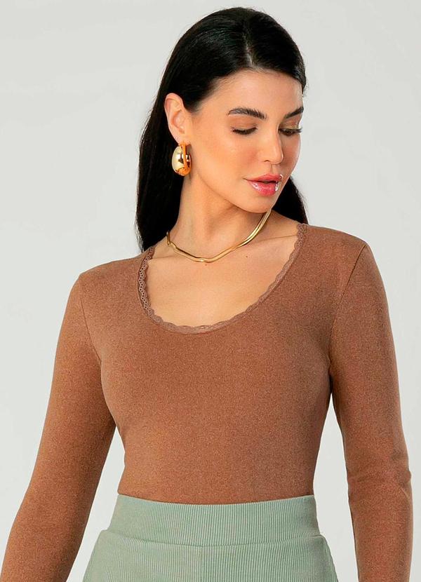 Gris - Blusa Feminina Adulta Canelada Bege