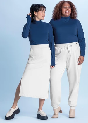 Marialícia - Blusa Feminina Adulta Gola Alta Azul - MARIALÍCIA