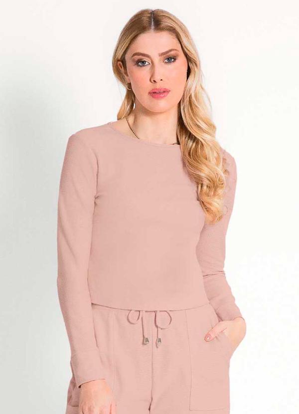Habana - Blusa Feminina Adulta Manga Longa Rosa