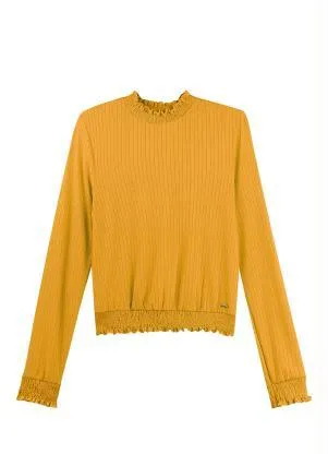 Marialícia - Blusa Feminina Adulto Amarelo - MARIALÍCIA