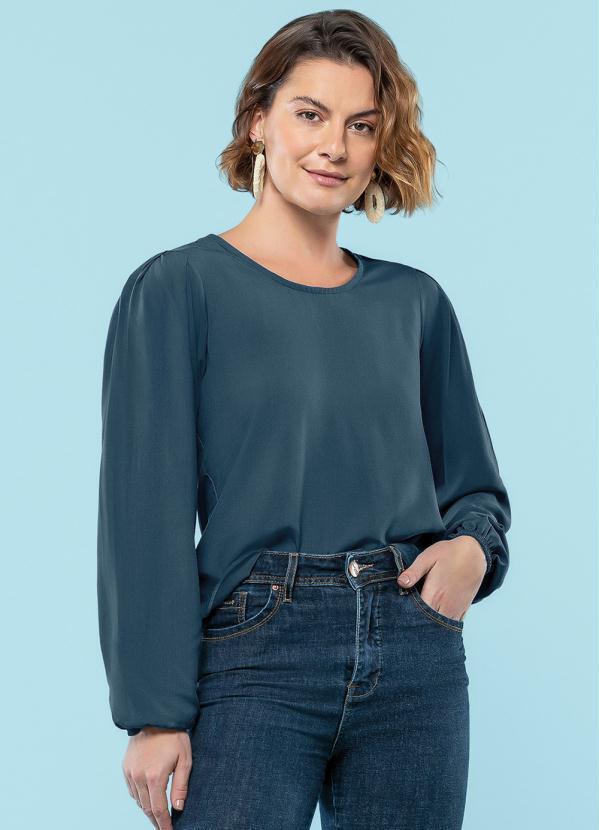 Marialícia - Blusa Feminina Adulto Azul