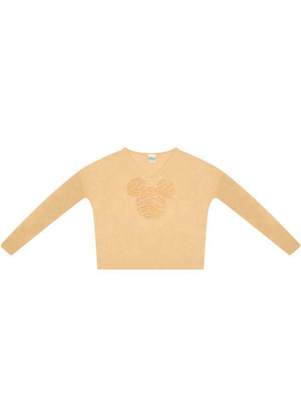 Disney - Blusa Feminina Adulto com Decote V Bege