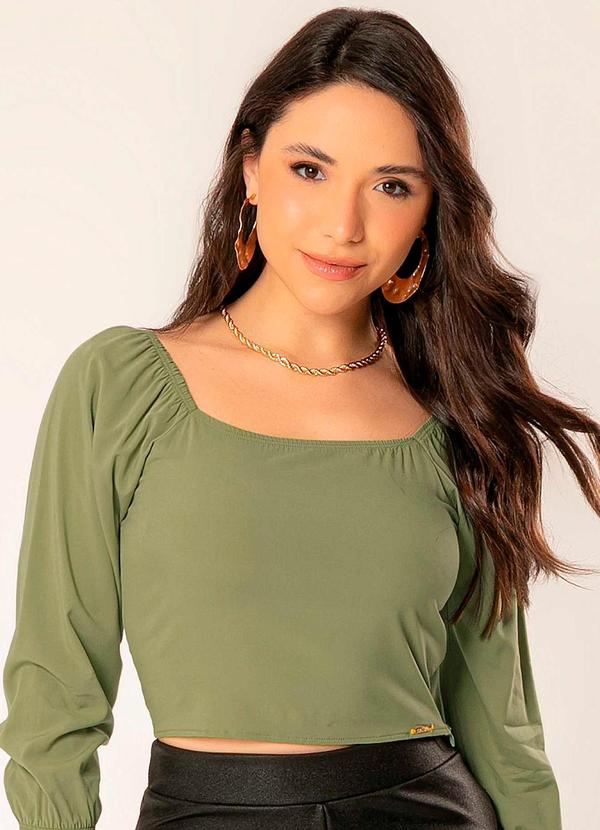 Cativa - Blusa Feminina Adulto com Manga Bufante Verde
