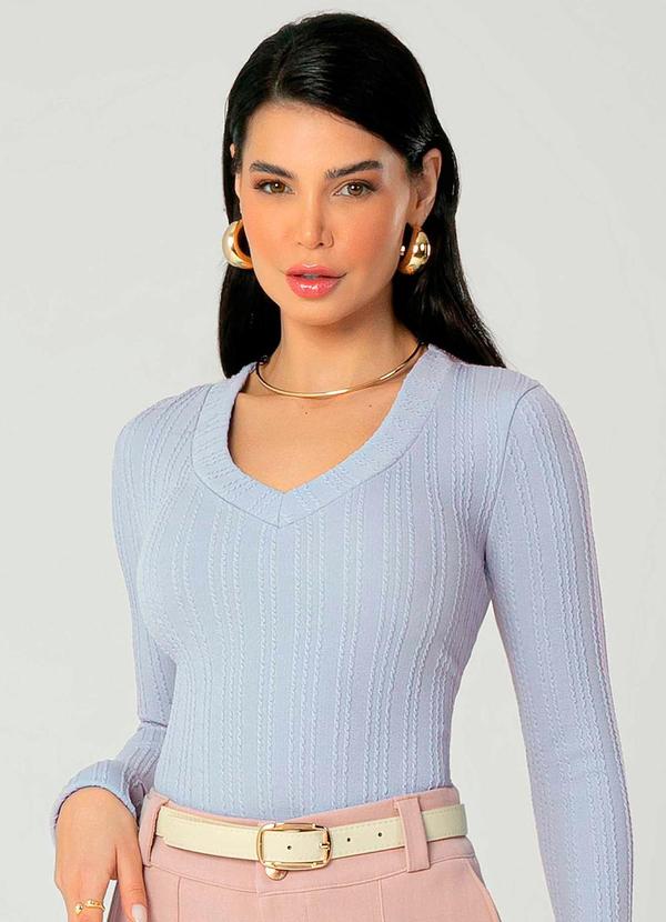 Gris - Blusa Feminina Adulto Tricô Leve Gris Azul