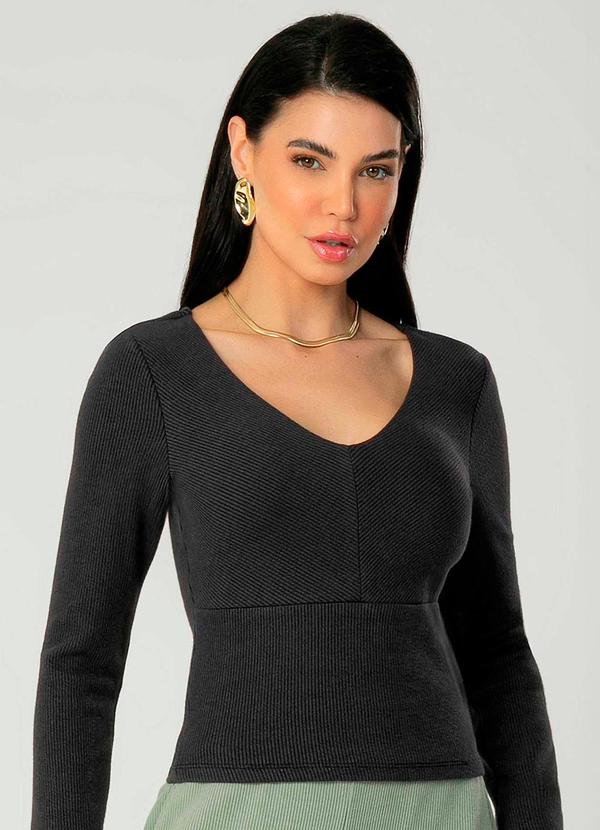 Gris - Blusa Feminina Adulto Versátil Preto
