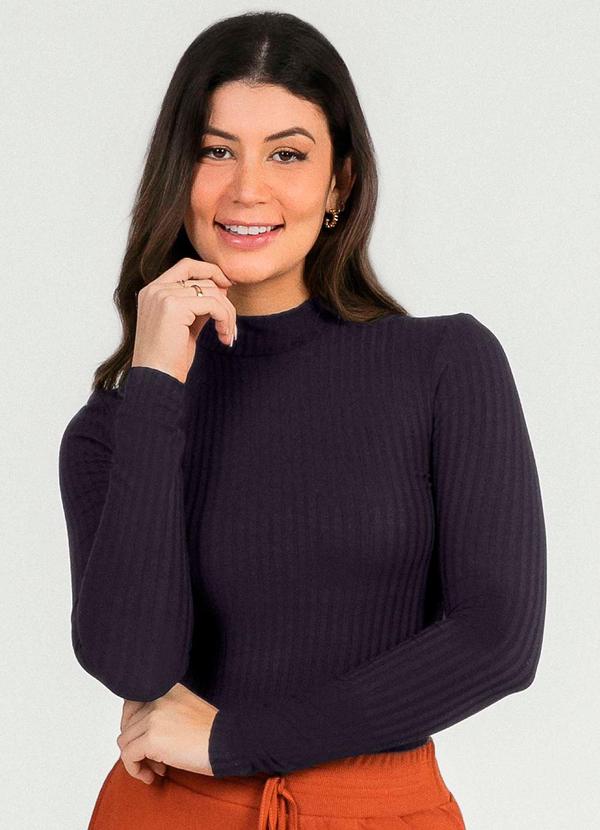 Cativa - Blusa Feminina Básica Canelada Preto