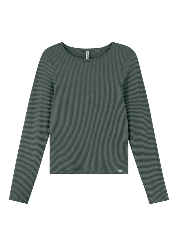 Marialícia - Blusa Feminina Básica Canelada Verde 3
