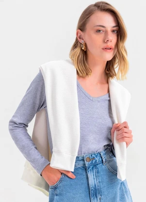 Essendi - Blusa Feminina Básica em Cotton  Cinza - ESSENDI