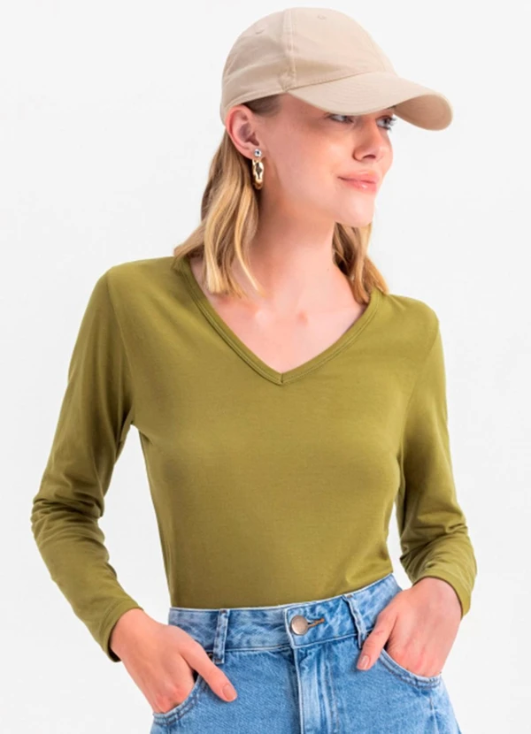 Essendi - Blusa Feminina Básica em Cotton  Verde