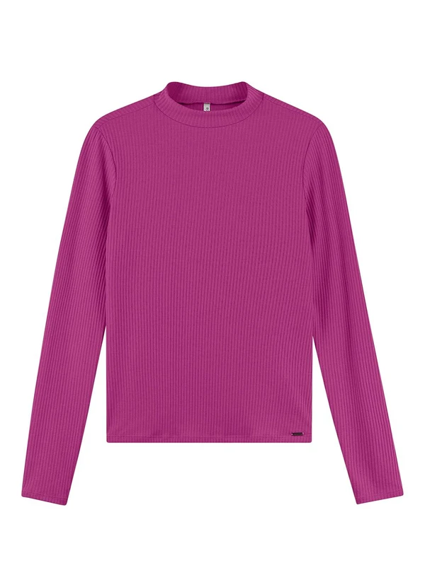 Marialícia - Blusa Feminina Básica Longa Canelada Fucsia 3