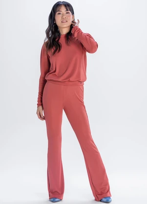Marialícia - Blusa Feminina Canelada Acetinada Rosa - MARIALÍCIA